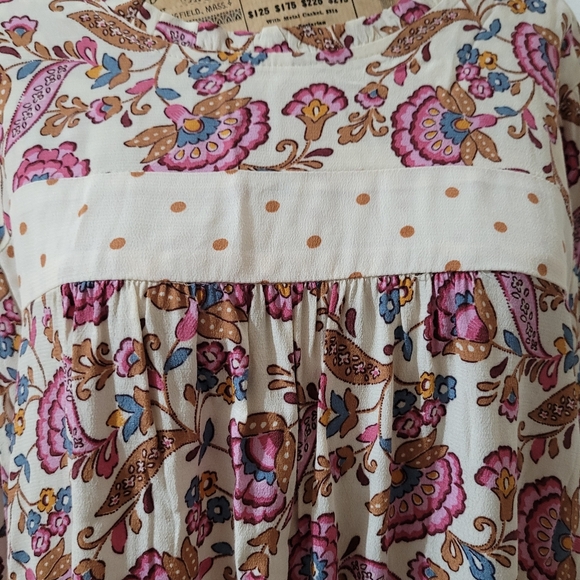 NWT Chaps Short Flowy Tunic Dress  Long sleeves with polkadots accents - Picture 4 of 10